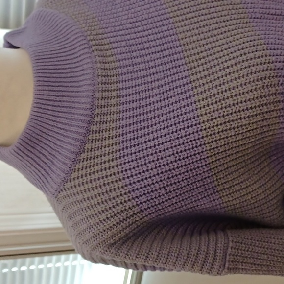$4 Add-on Purple & Gray Striped Knit Sweater - Size Small - Picture 2 of 7